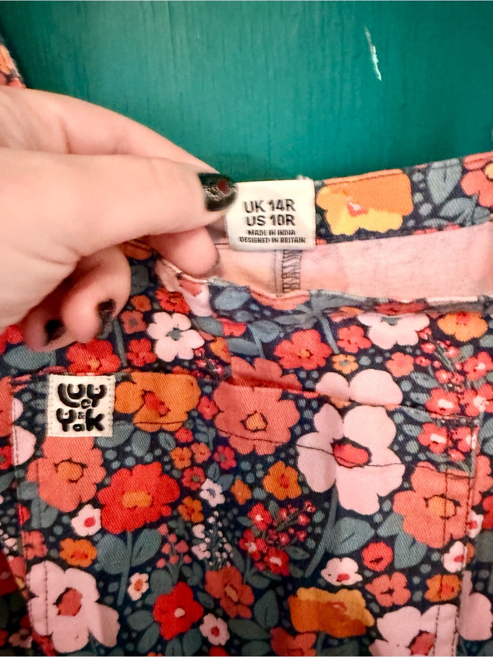 Lucy and Yak Floral Print Overalls in Orange and White - Picture 4 of 4